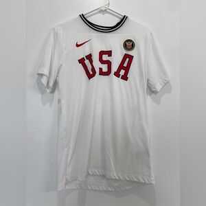 NIKE Shirt Adult Small White TEAM USA OLYMPIC Soccer Swoosh Casual World Cup